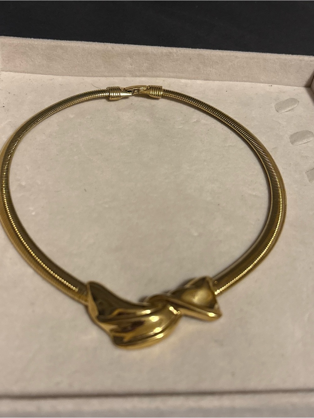 Trifari Gold Tone Women's Snake Chain Necklace with Sculpted Knot Accent